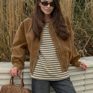 Vintage Suede Zip Front Relaxed Jacket