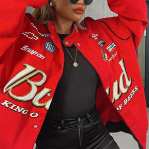 Casual Red Print Zip Jacket