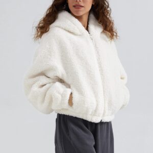 Fuzzy Hooded Zip Short Jacket