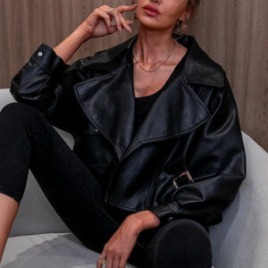 PU Leather Long Sleeve Jacket