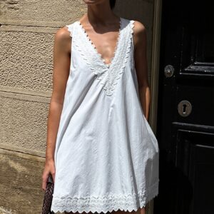 Chic Pure Cotton Spaghetti Strap Mini Dress